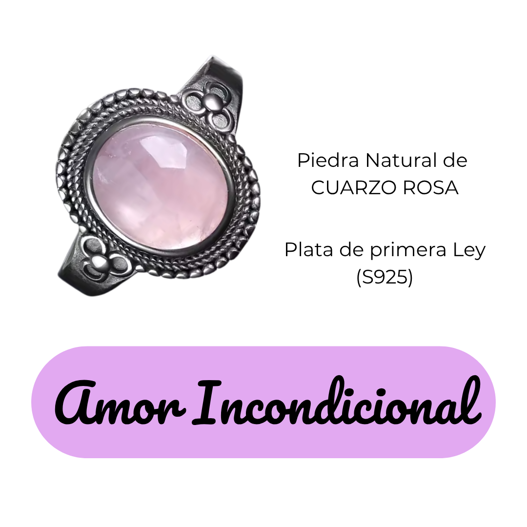 Anillo Cuarzo Rosa Oval - Amor Incondicional - Plata de Ley