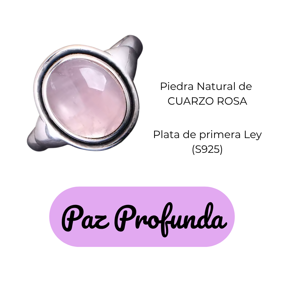 Anillo Cuarzo Rosa Oval - Paz Profunda - Plata de Ley