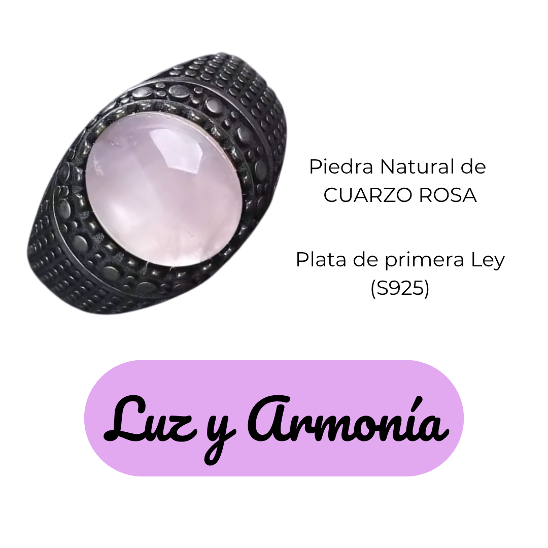 Anillo Cuarzo Rosa Oval - Luz y Armonía - Plata de Ley