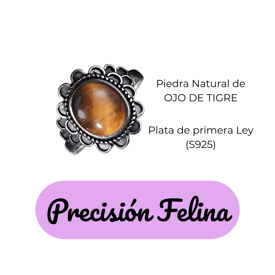 Anillo Ojo de Tigre Oval - Precisión Felina - Plata de Ley