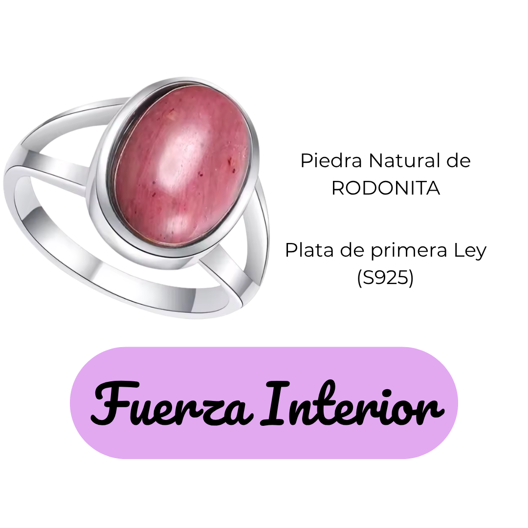 Anillo Rodonita Oval - Fuerza Interior - Plata de Ley