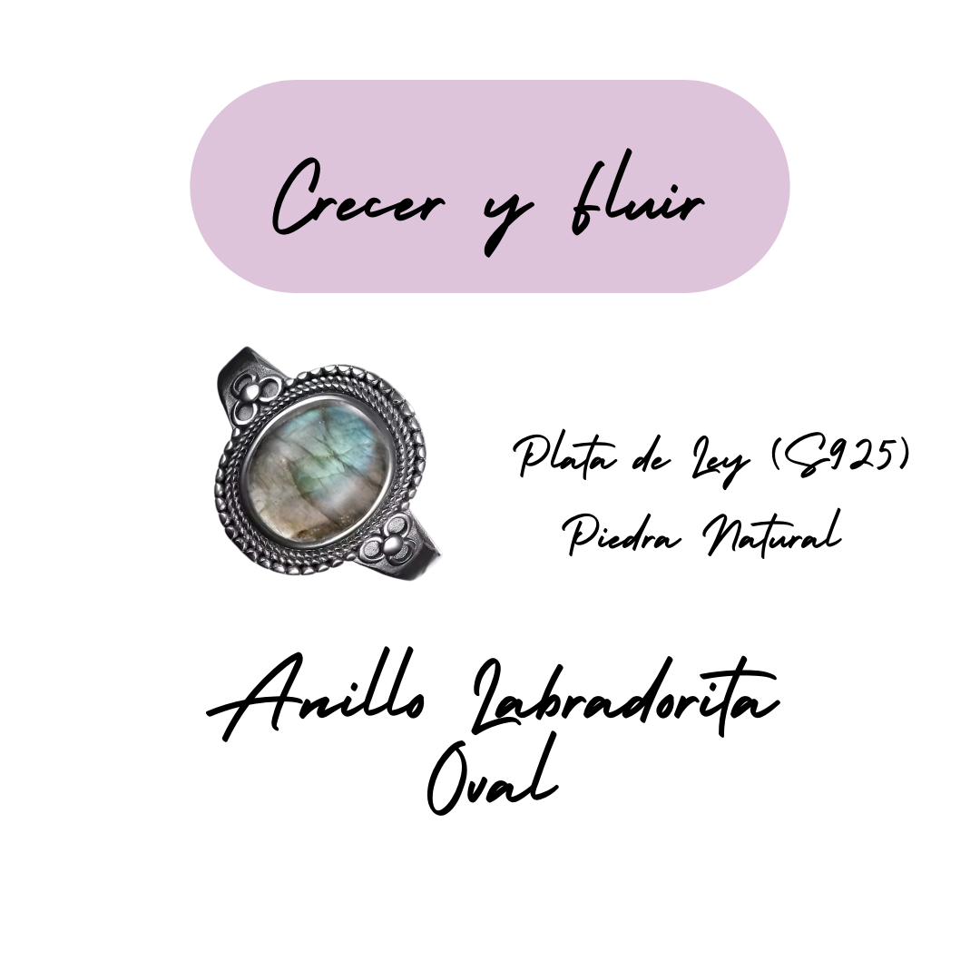 Anillo Labradorita Oval - Crecer y Fluir - Plata de Ley