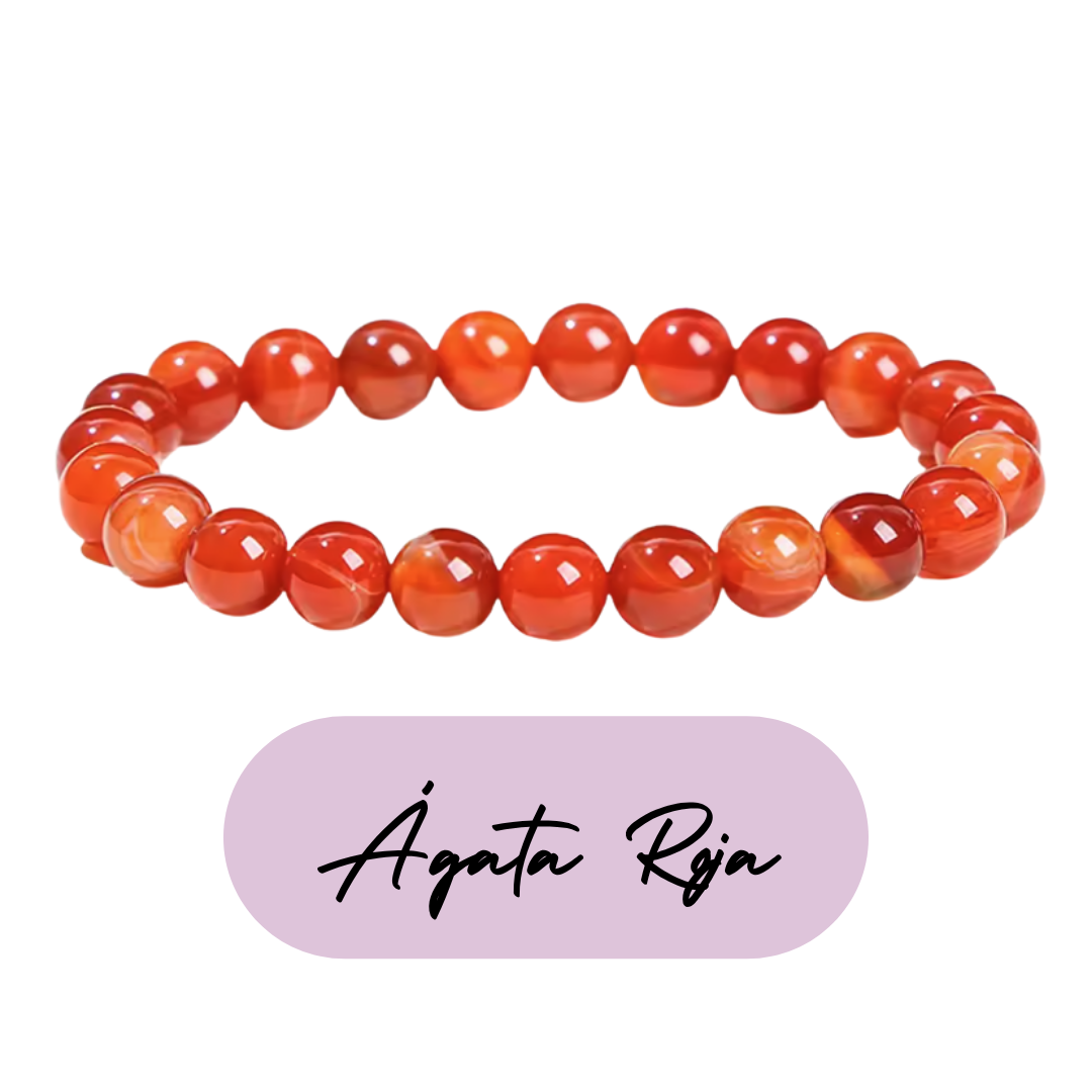 Pulsera de cuentas - Piedras Naturales Ágata Roja