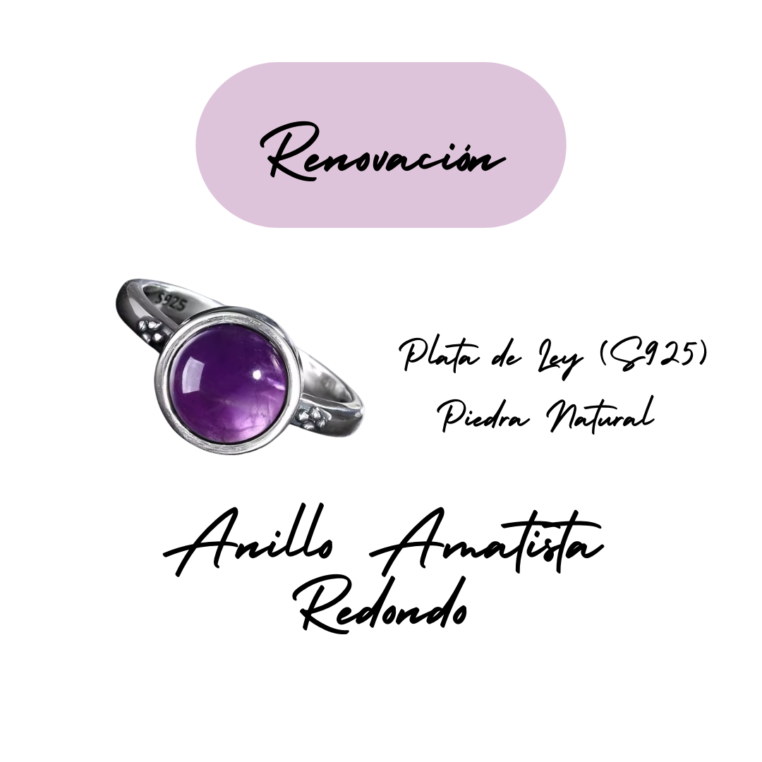 Anillo Amatista Redondo - Renovación - Plata de Ley