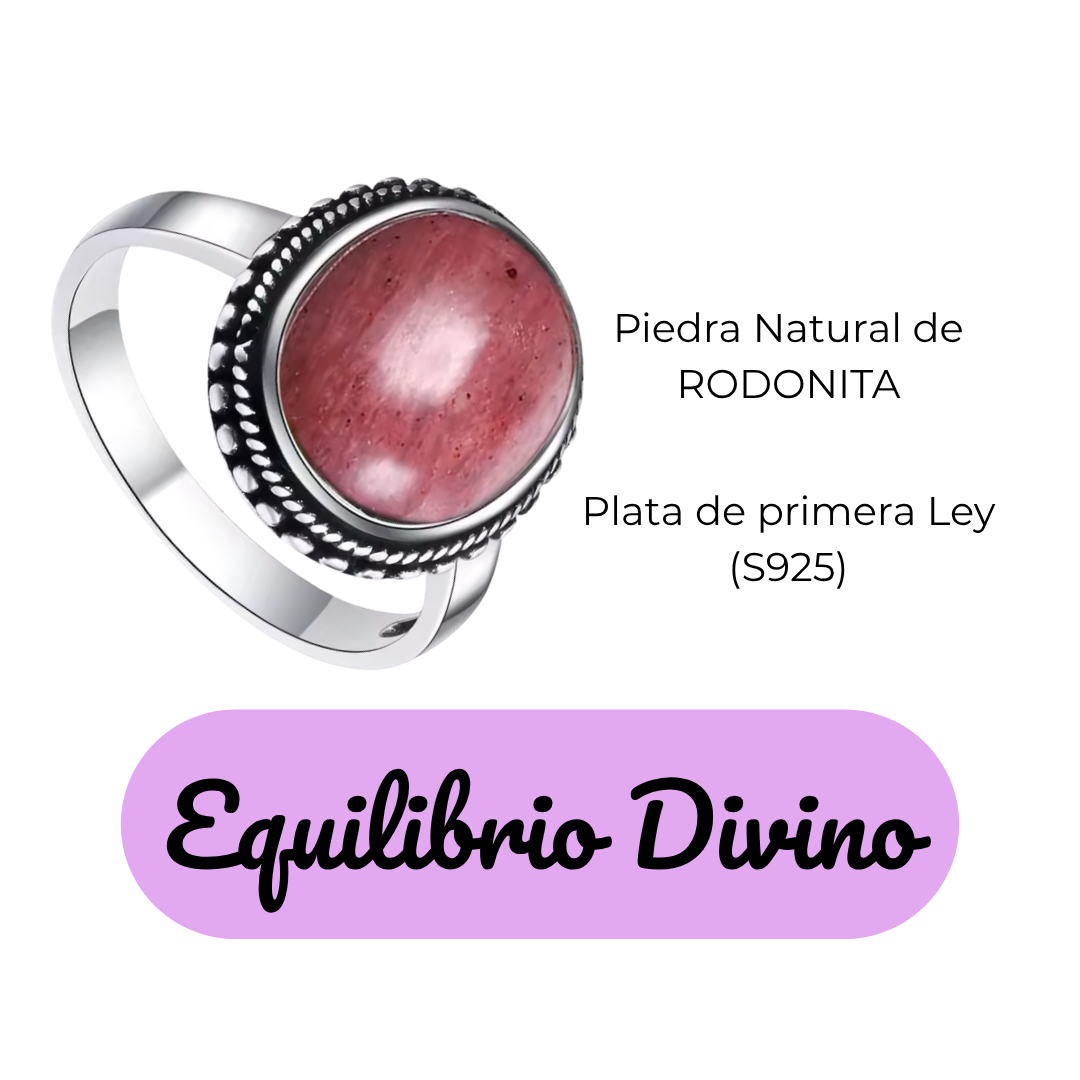 Anillo Rodonita Oval - Equilibrio Divino - Plata de Ley