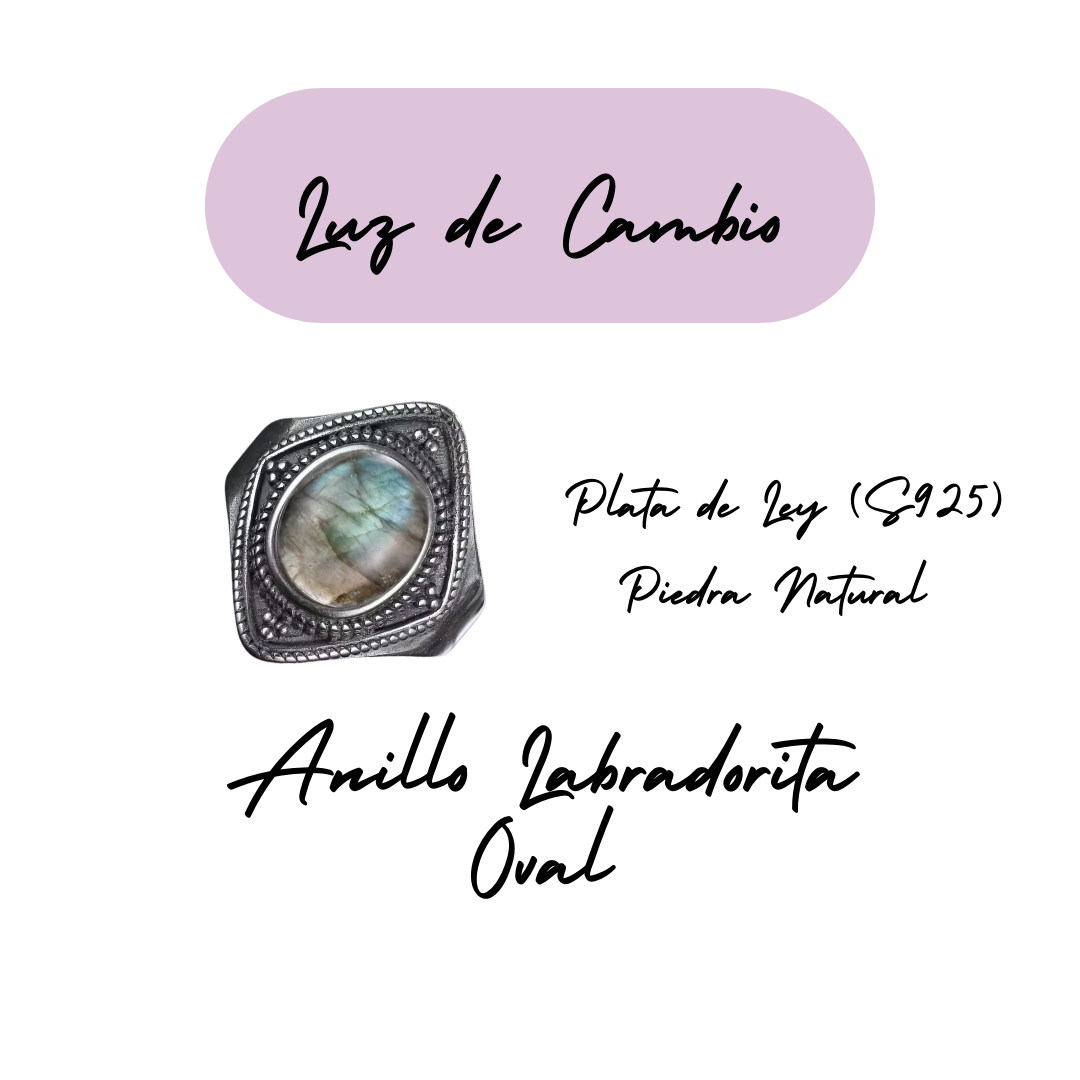 Anillo Labradorita Oval - Luz de Cambio - Plata de Ley