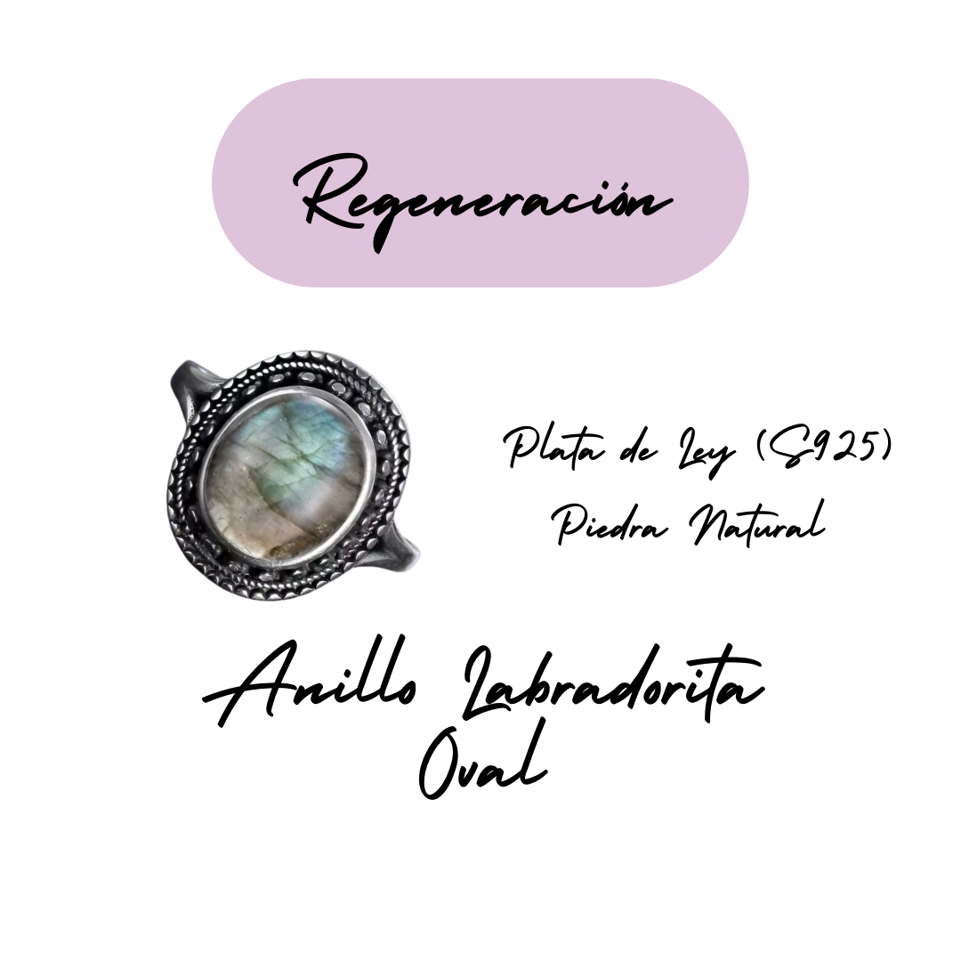 Anillo Labradorita Oval - Regeneración - Plata de Ley