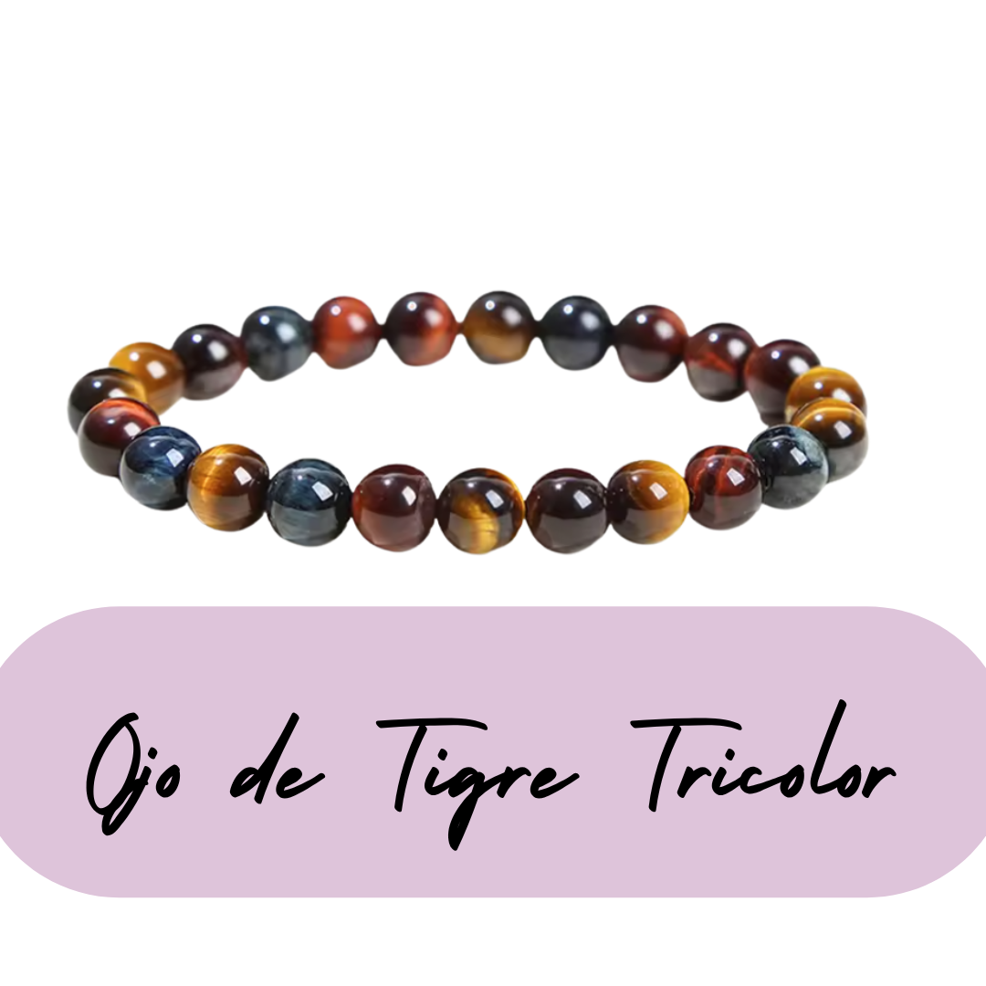 Pulsera de cuentas - Piedras Naturales Ojo de Tigre Tricolor