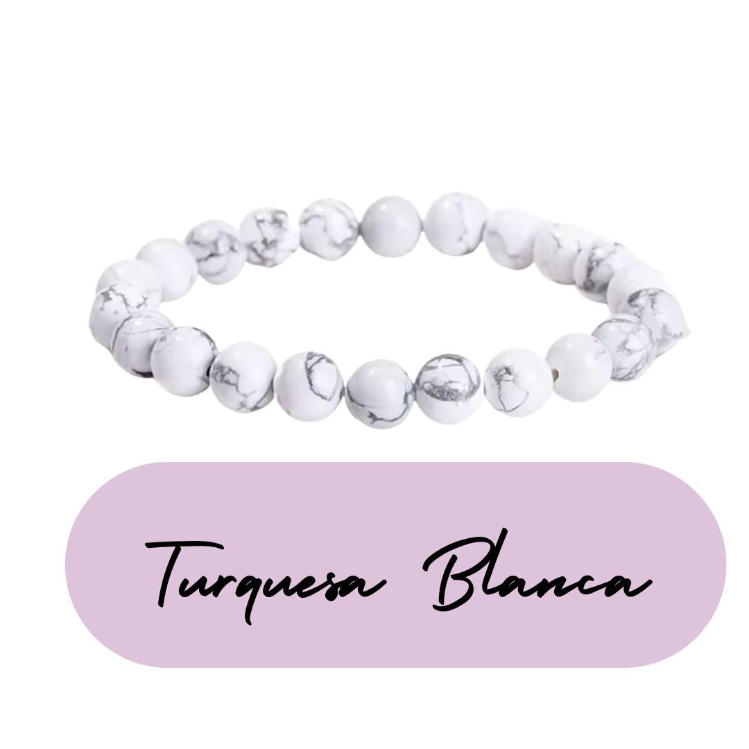 Pulsera de cuentas - Piedras Naturales Turquesa Blanca