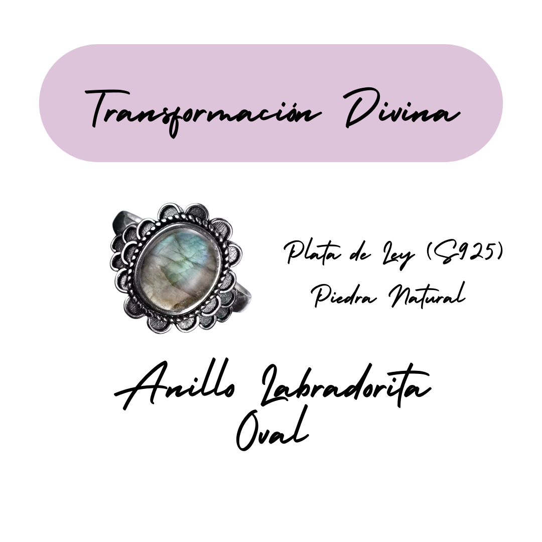 Anillo Labradorita Oval - Transformación Divina - Plata de Ley