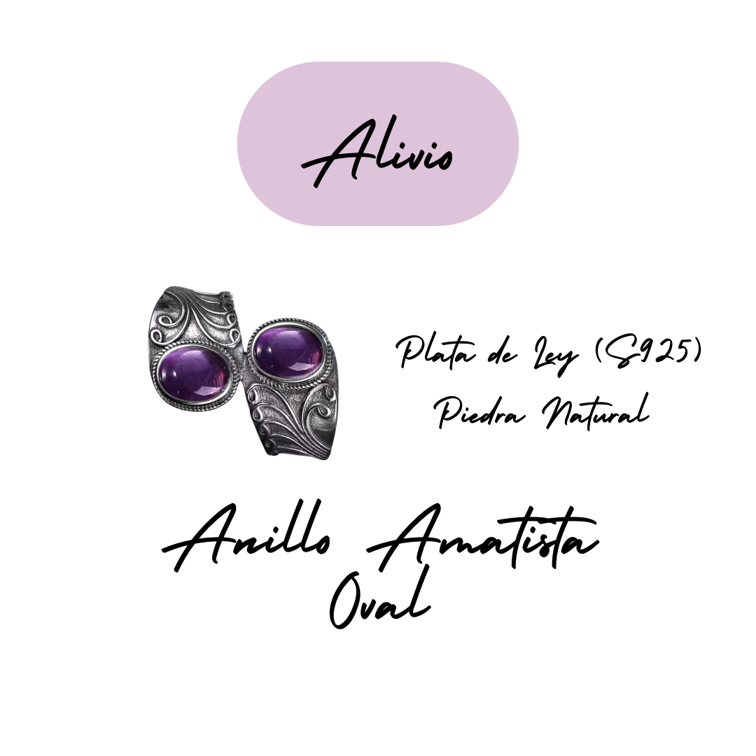 Anillo Amatista Oval - Alivio - Plata de Ley