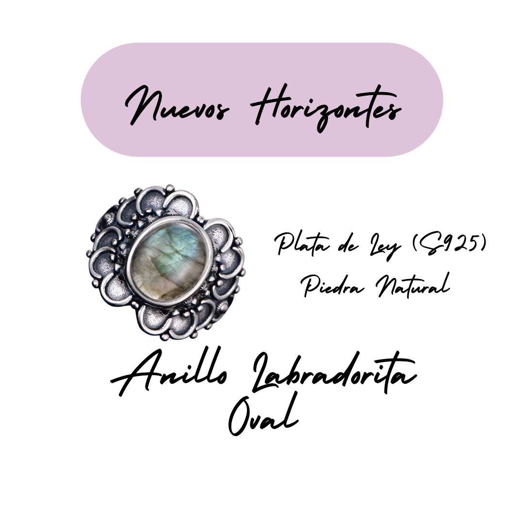 Anillo Labradorita Oval - Nuevos Horizontes - Plata de Ley