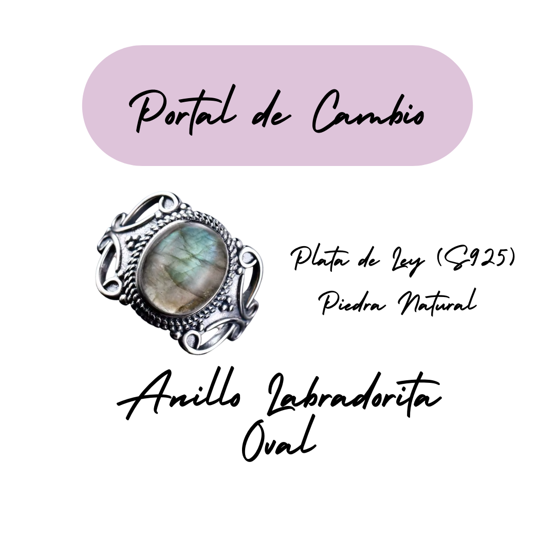 Anillo Labradorita Oval - Portal de Cambio - Plata de Ley