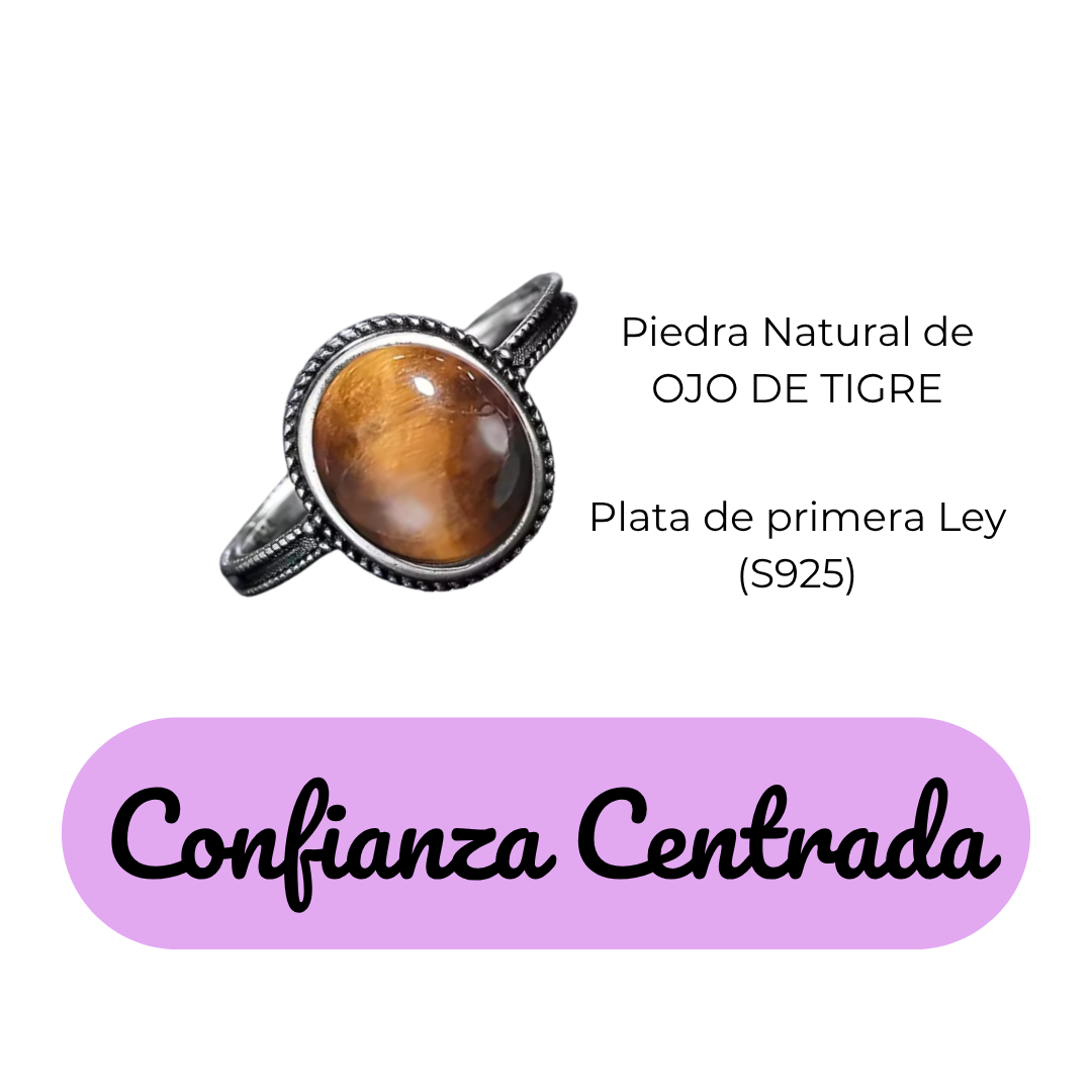 Anillo Ojo de Tigre Oval - Confianza Centrada - Plata de Ley