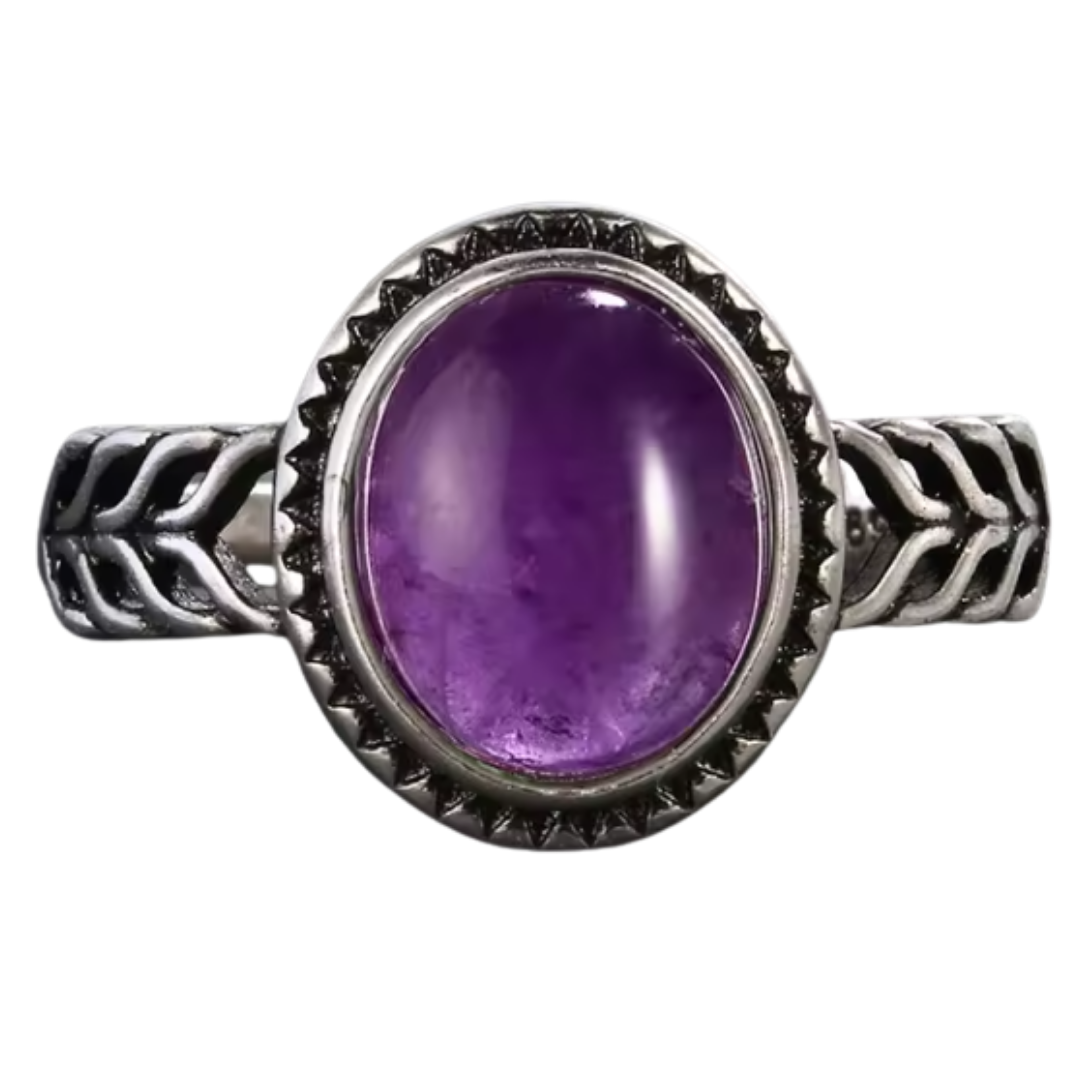 Anillo Amatista Oval - Sanación Espiritual - Plata de Ley