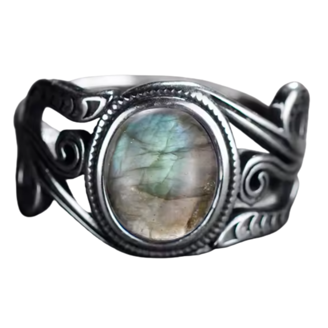 Anillo Labradorita Oval - Nuevo Sendero - Plata de Ley