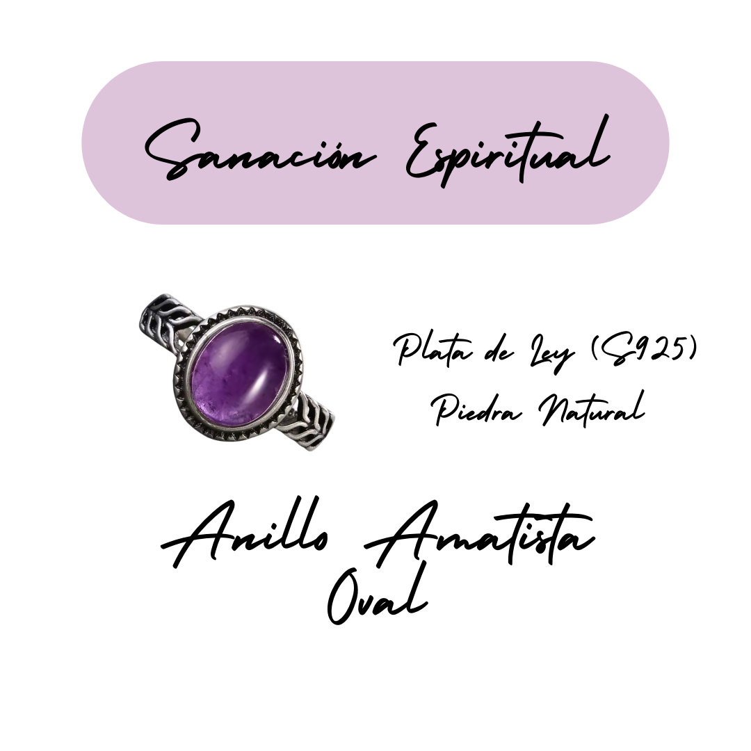 Anillo Amatista Oval - Sanación Espiritual - Plata de Ley