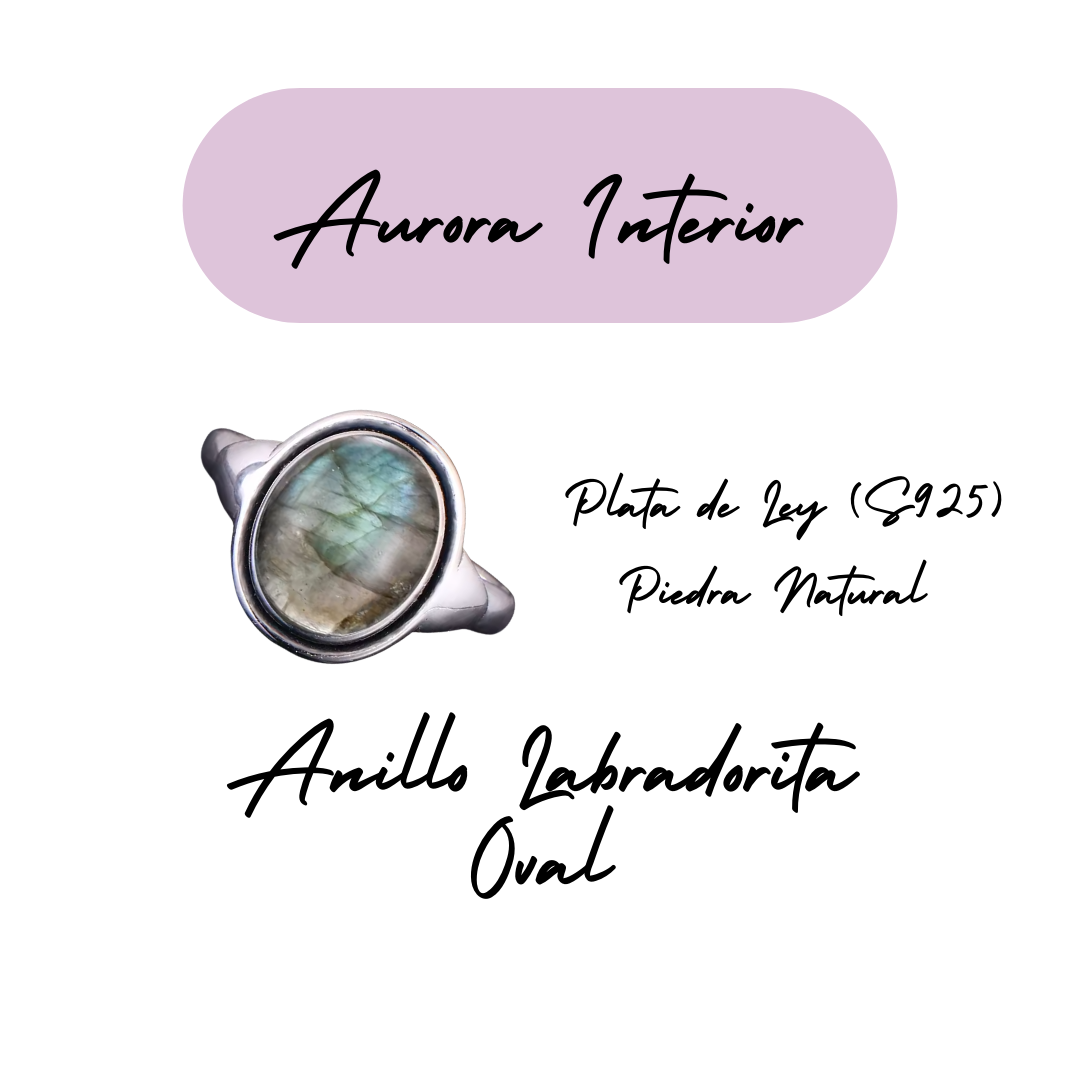 Anillo Labradorita Oval - Aurora Interior - Plata de Ley