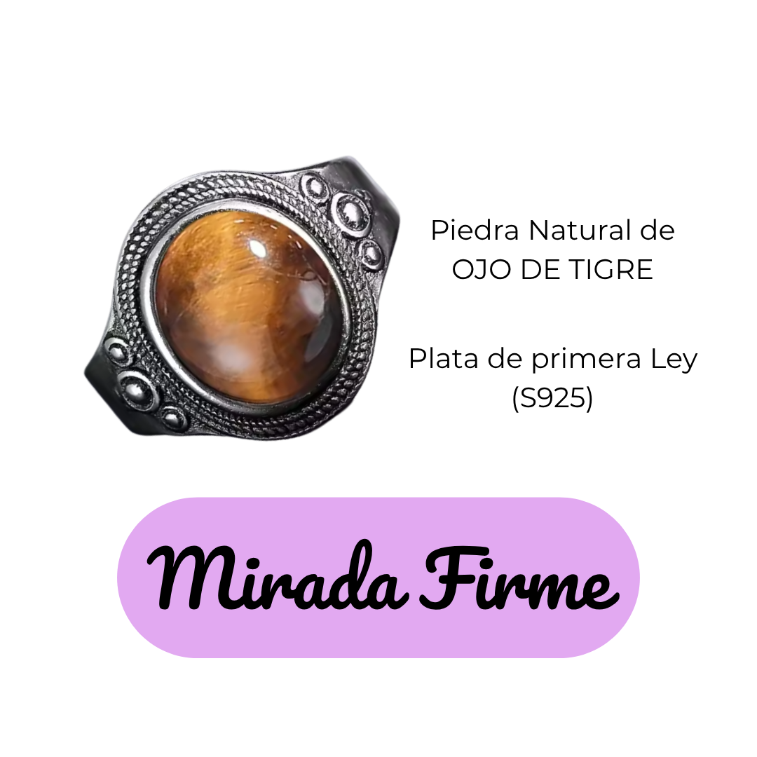 Anillo Ojo de Tigre Oval - Mirada Firme - Plata de Ley