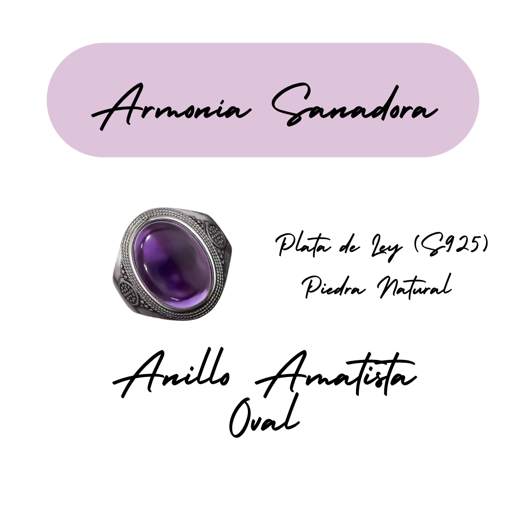 Anillo Amatista Oval - Armonía Sanadora - Plata de Ley