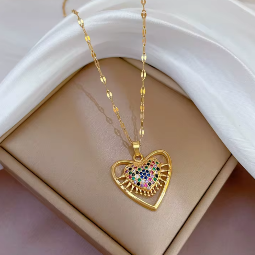 Colgante de Acero Inoxidable con Corazón colores