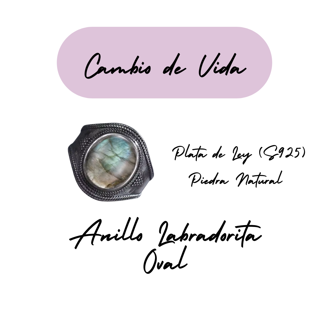 Anillo Labradorita Oval - Cambio de Vida - Plata de Ley