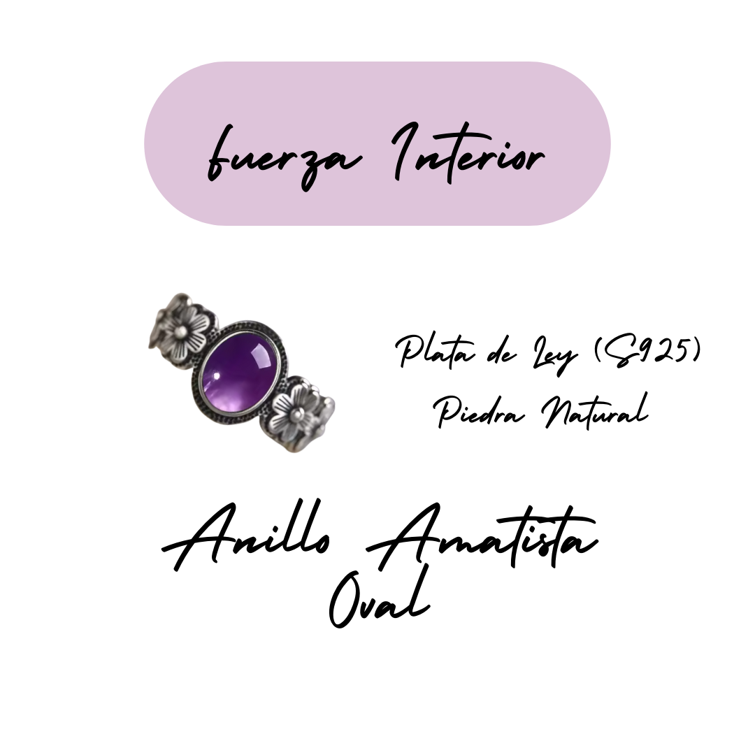 Anillo Amatista Oval - Fuerza Interior - Plata de Ley