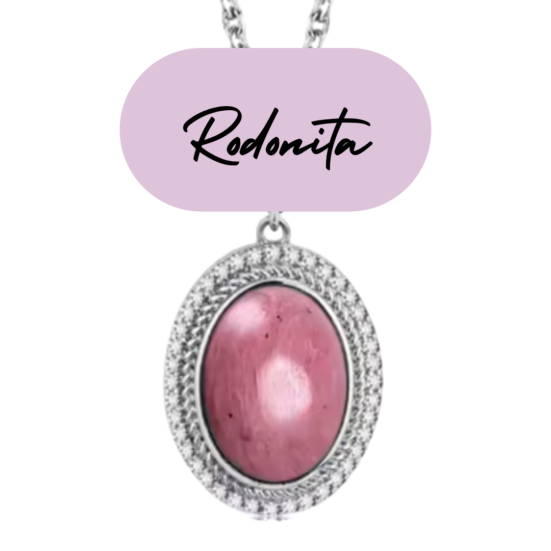 Colgante de Plata - Piedra Natural Rodonita