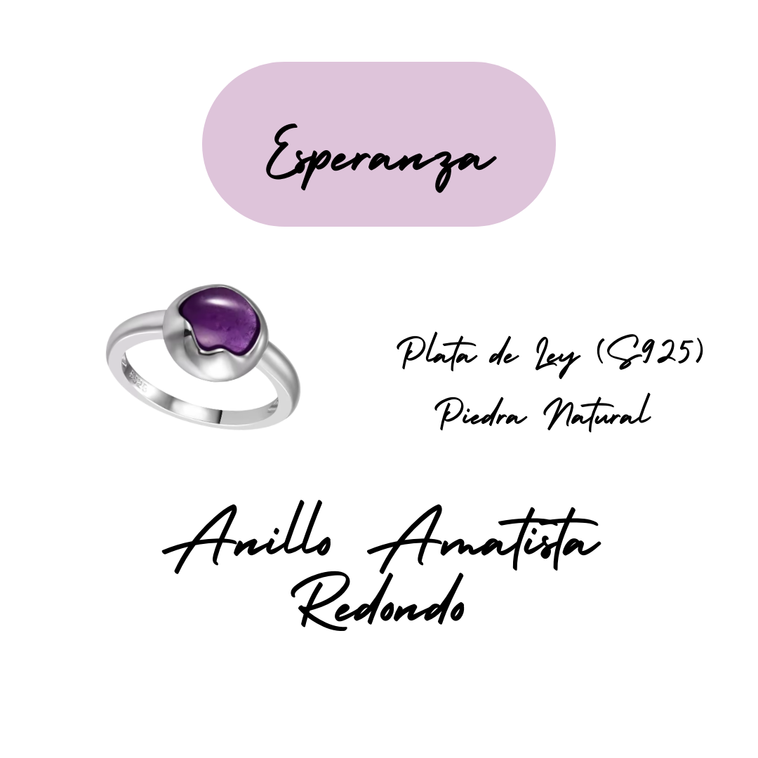 Anillo Amatista Redondo - Esperanza - Plata de Ley