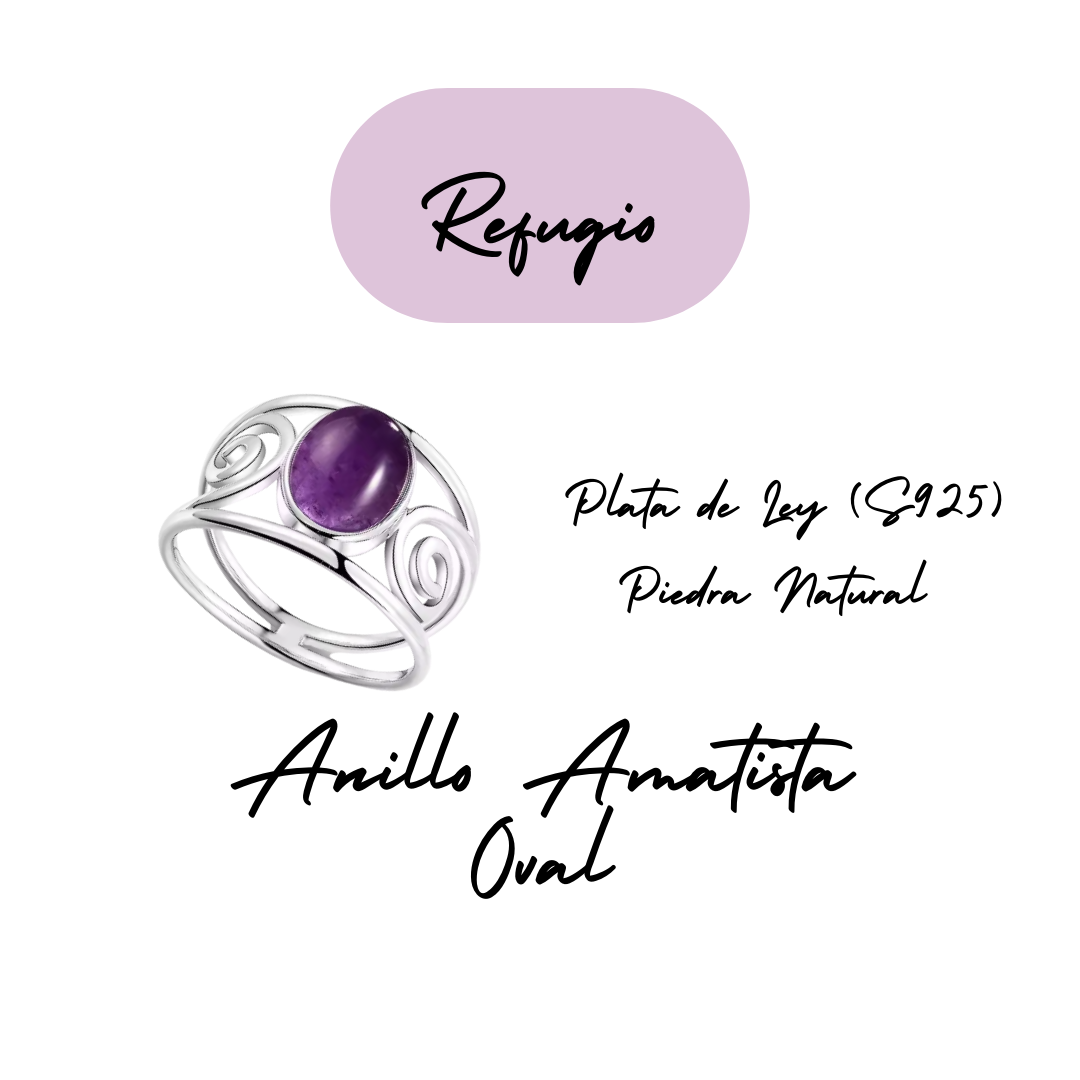 Anillo Amatista Oval - Refugio - Plata de Ley