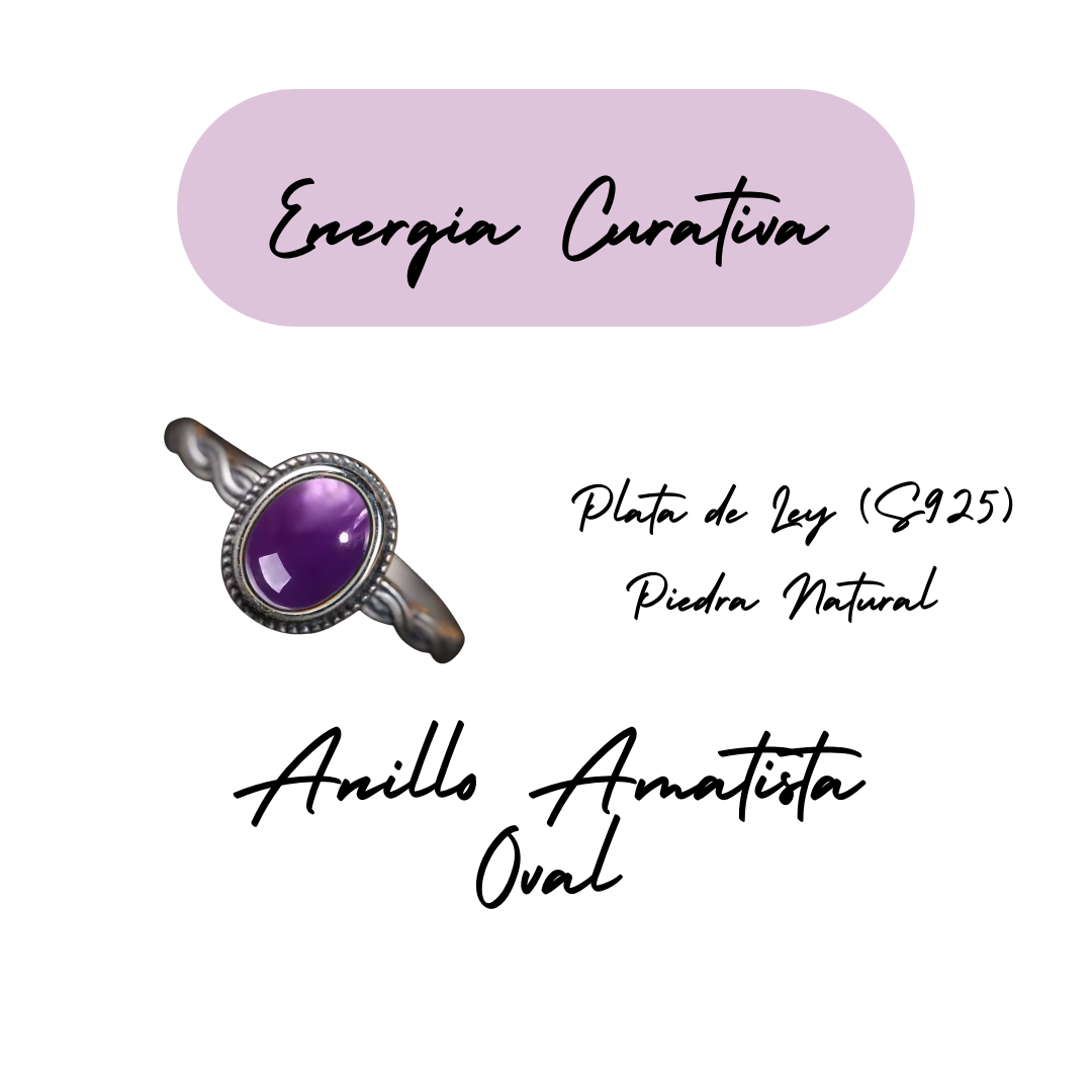 Anillo Amatista Oval - Energía Curativa - Plata de Ley