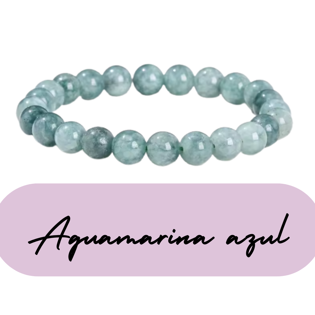 Pulsera de cuentas - Piedras Naturales Aguamarina Azul
