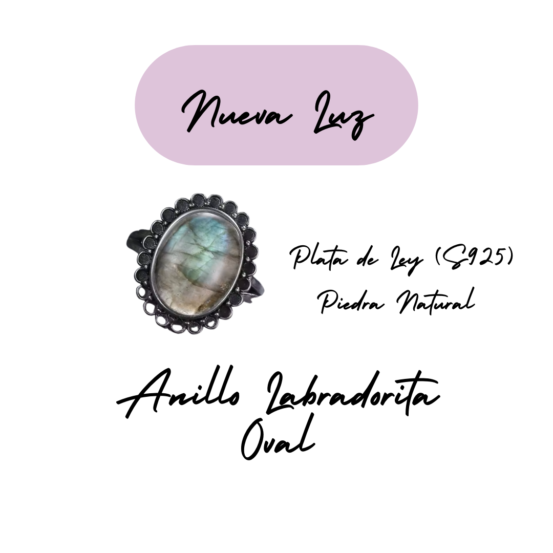 Anillo Labradorita Oval - Nueva Luz - Plata de Ley