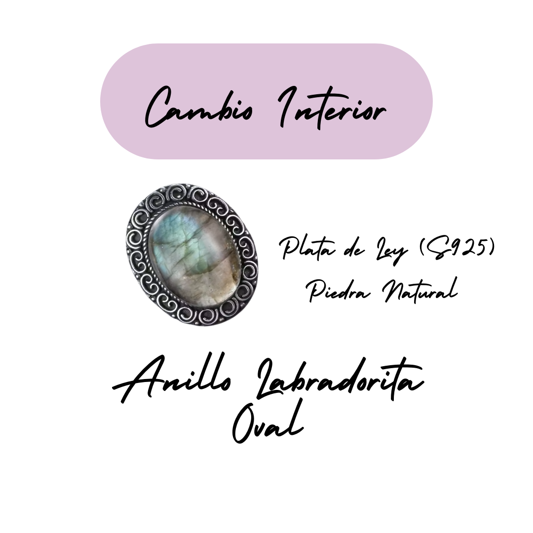 Anillo Labradorita Oval - Cambio Interior - Plata de Ley