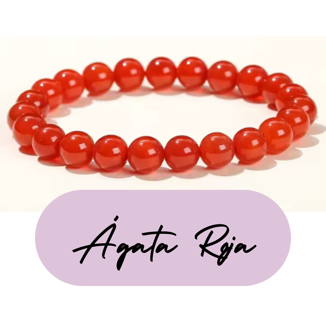 Pulsera de cuentas - Piedras Naturales Ágata Roja Lisa