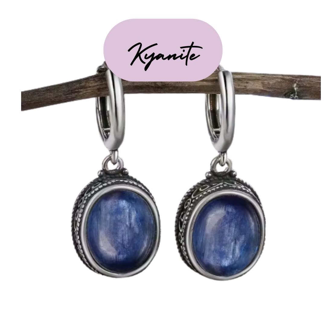 Pendientes largos de Plata - Piedra Natural Kyanite