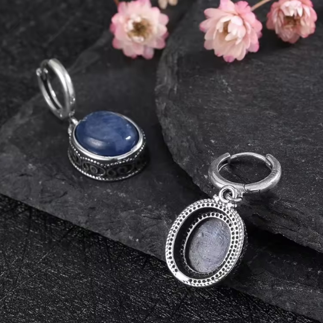 Pendientes largos de Plata - Piedra Natural Ojo de Tigre