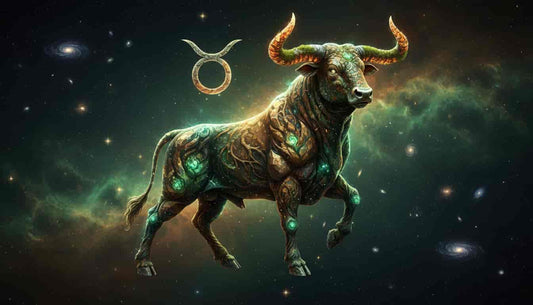Representación mística del signo del zodiaco de tauro, mediante el toro y su símbolo