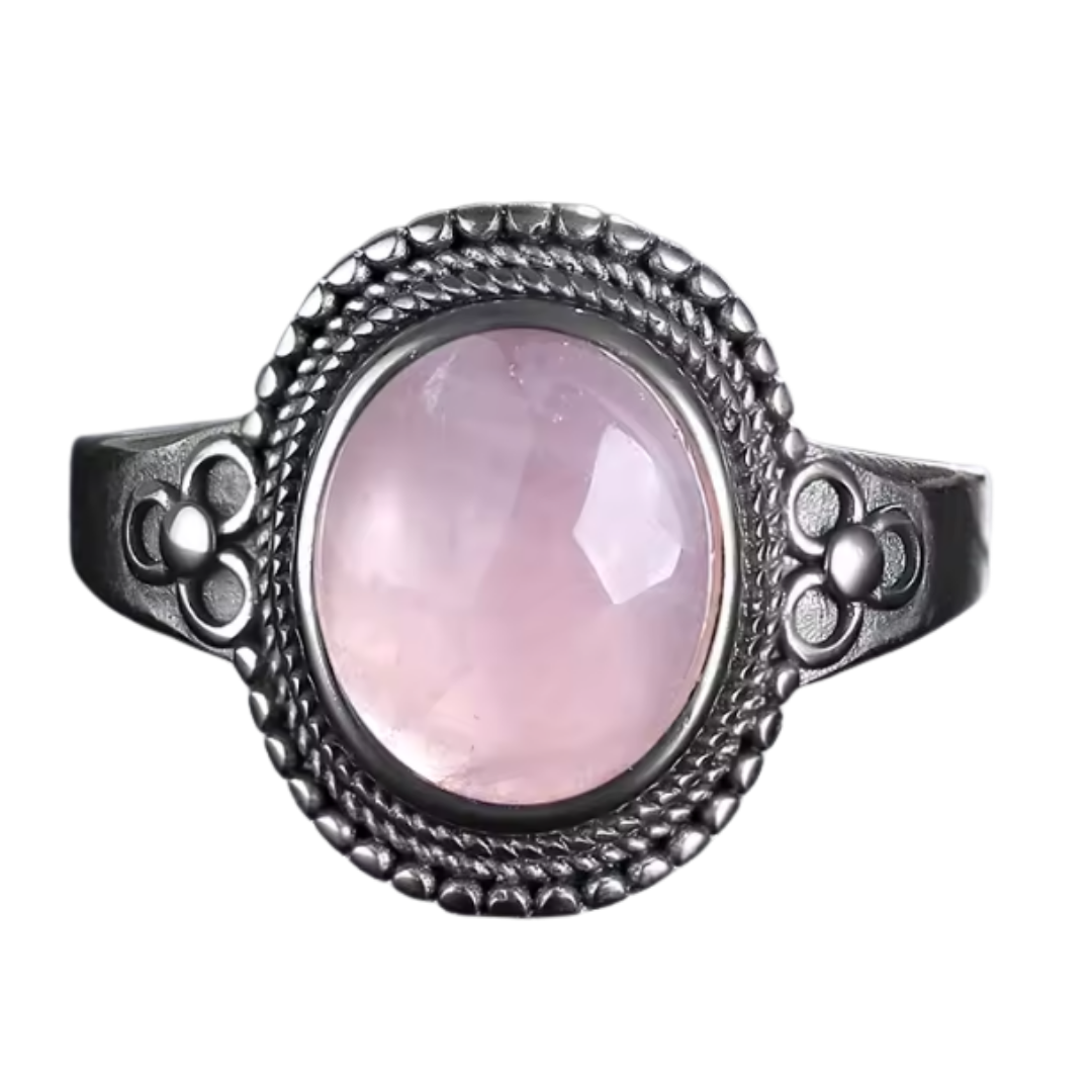 Anillo Cuarzo Rosa Oval - Amor Incondicional - Plata de Ley