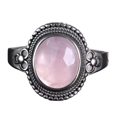 Anillo Cuarzo Rosa Oval - Amor Incondicional - Plata de Ley