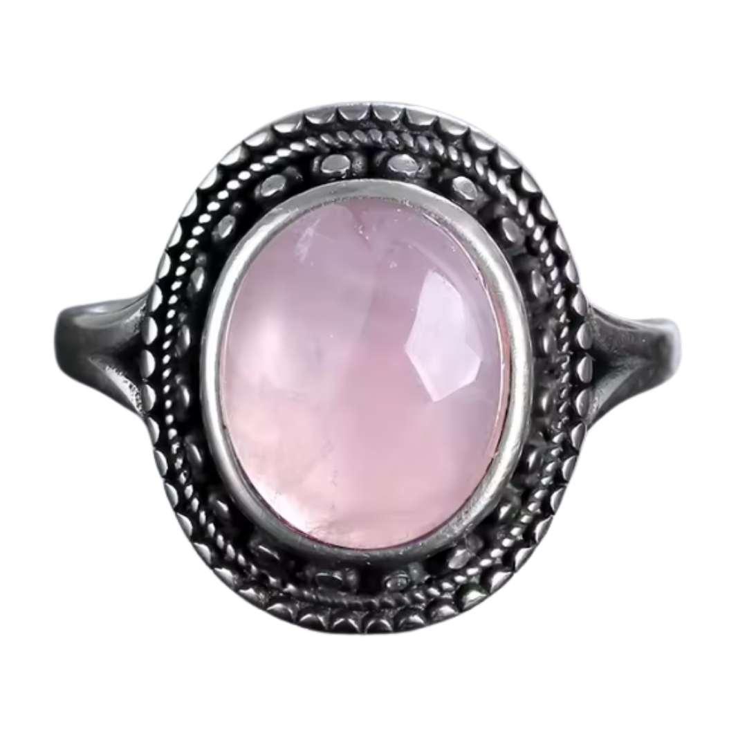Anillo Cuarzo Rosa Oval - Armonía Vital - Plata de Ley