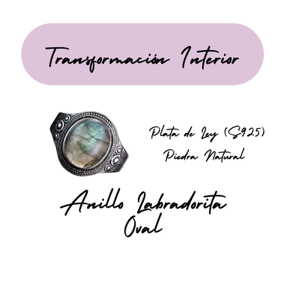 Anillo Labradorita Oval - Transformación Interior - Plata de Ley