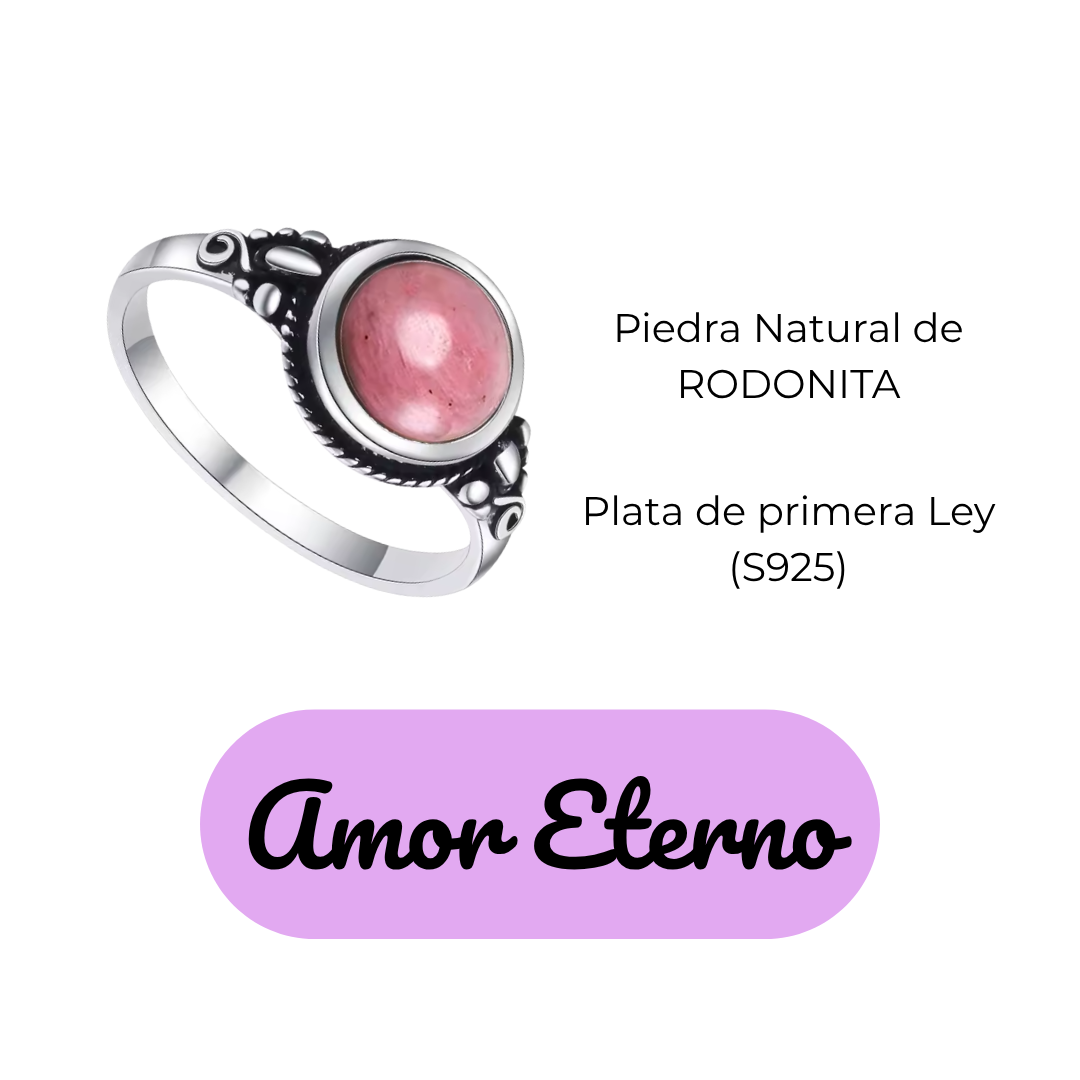 Anillo Rodonita Redondo - Amor Eterno - Plata de Ley