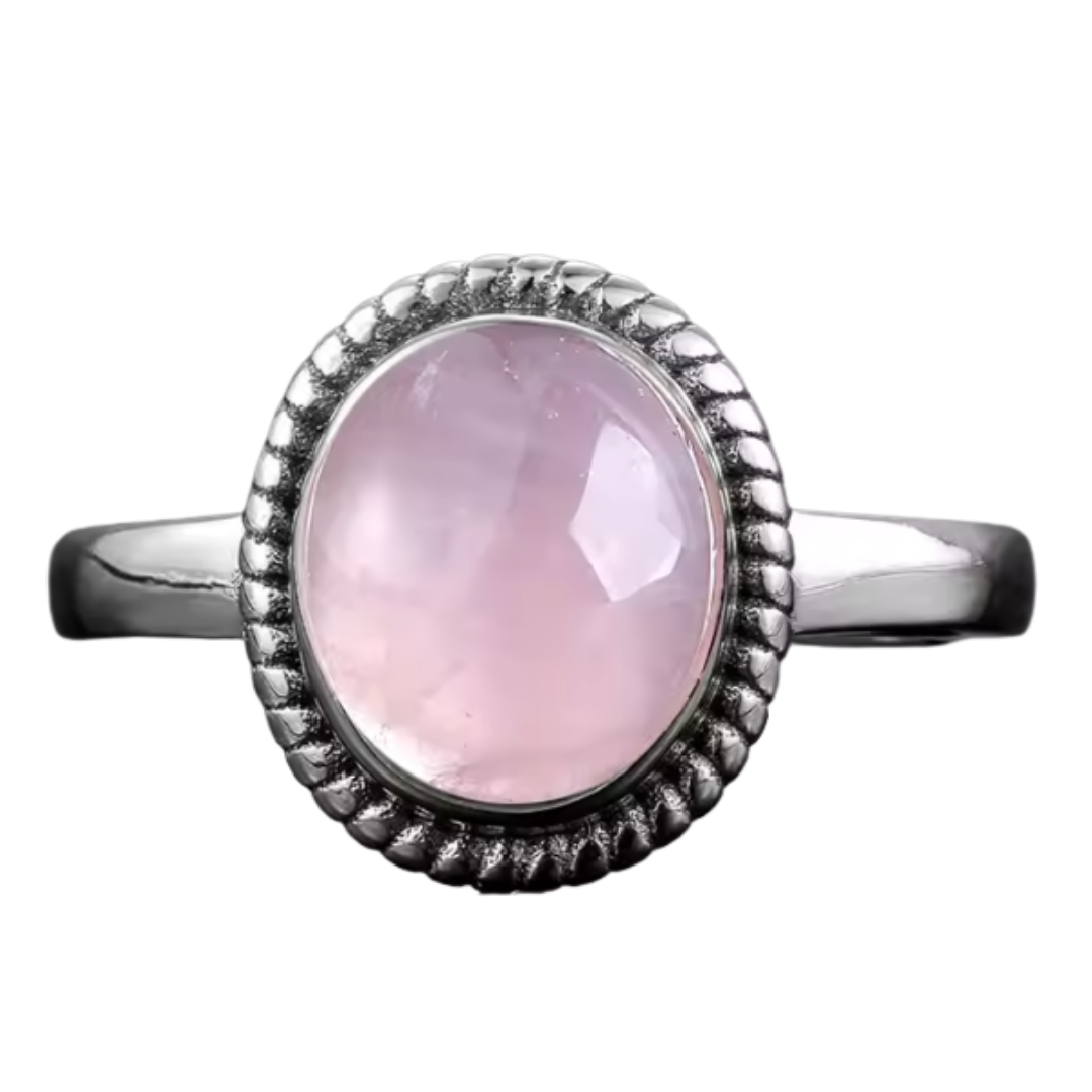 Anillo Cuarzo Rosa Oval - Plenitud Rosa - Plata de Ley