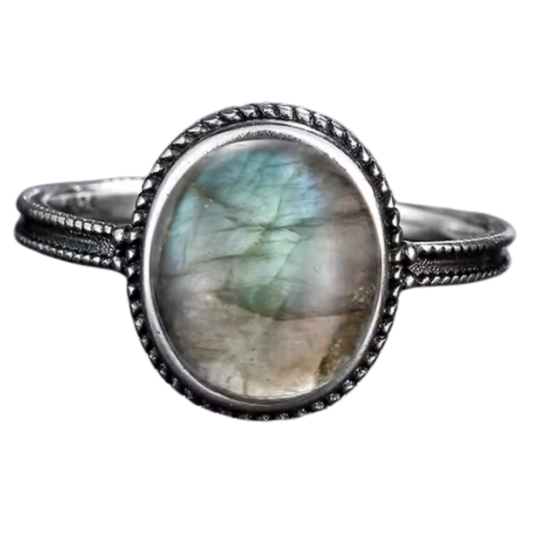 Anillo Labradorita Oval - Cambio Sagrado - Plata de Ley