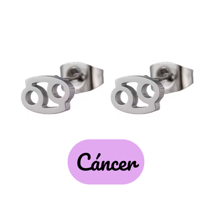 Pendientes Pequeños con Símbolo del Zodiaco de Acero Inoxidable