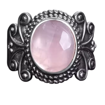 Anillo Cuarzo Rosa Oval - Serenidad Infinita - Plata de Ley
