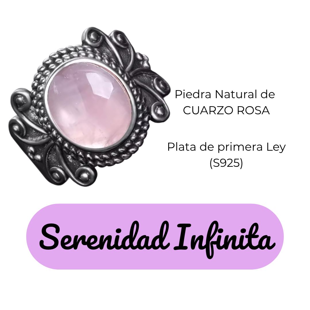 Anillo Cuarzo Rosa Oval - Serenidad Infinita - Plata de Ley