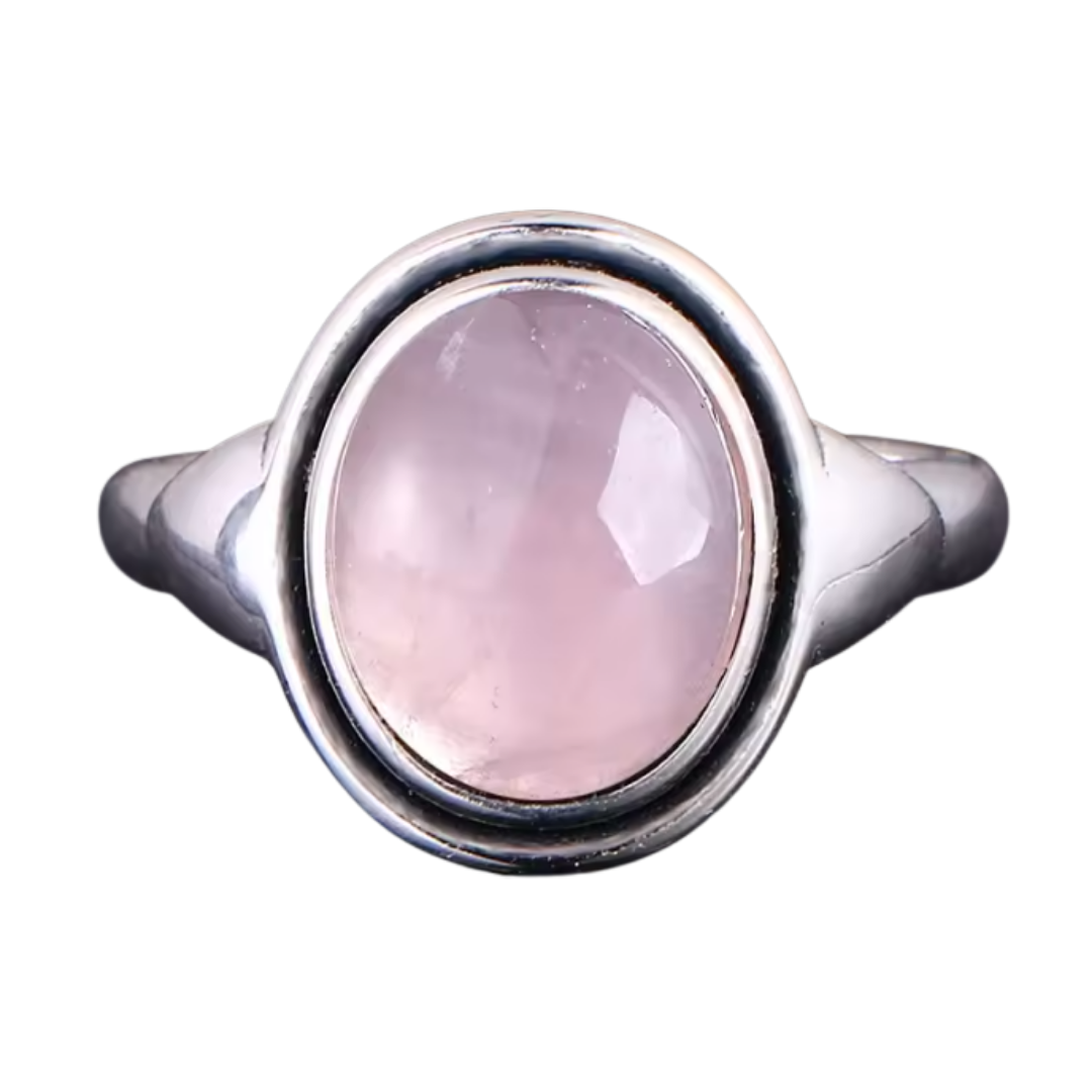 Anillo Cuarzo Rosa Oval - Paz Profunda - Plata de Ley