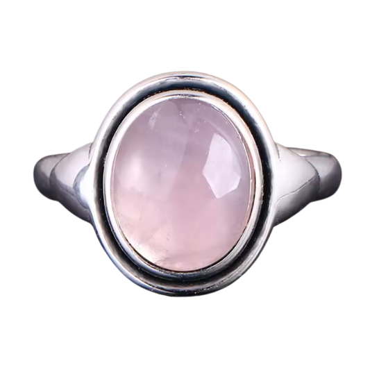 Anillo Cuarzo Rosa Oval - Paz Profunda - Plata de Ley